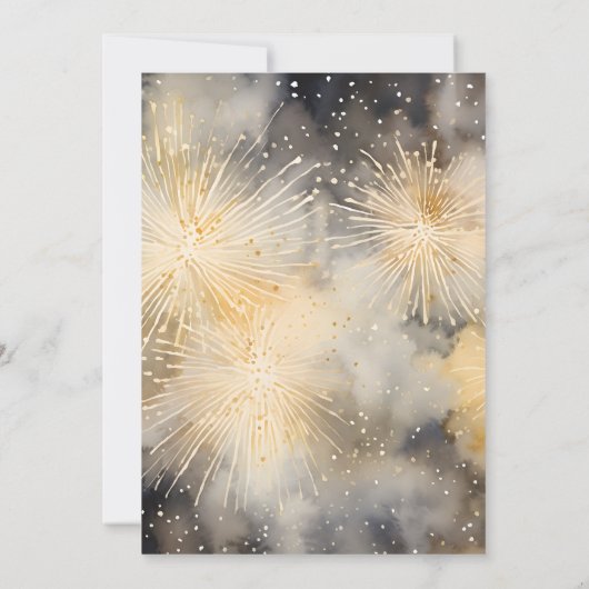 Elegant modern zwart goud oudejaarsfeest kaart (Achterkant)