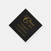 Elegant Modern Zwart & Goud Proost Script Bruiloft Servet (Hoek)