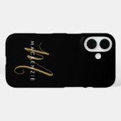 Elegant Modern Zwart Goud Schrift Monogram Case-Mate iPhone Case (Achterkant (horizontaal))