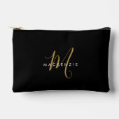 Elegant Modern Zwart Goud Schrift Monogram Etui (Voorkant)