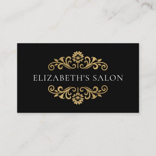 Elegant modern zwart goud visitekaartje (Voorkant)