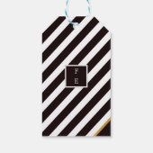 Elegant Modern Zwart Goud Wit Streep Bruiloft Labe Cadeaulabel (Achterkant)