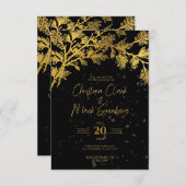 Elegant Modern Zwart Gouden Bruiloft Uitnodiging (Voorkant / Achterkant)