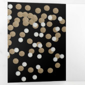 elegant modern zwart gouden confetti feest drieluik aankondiging (Binnenzijde eerst)