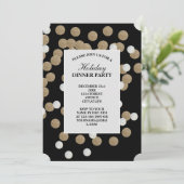 elegant modern zwart gouden confetti feest kaart (Staand voorkant)