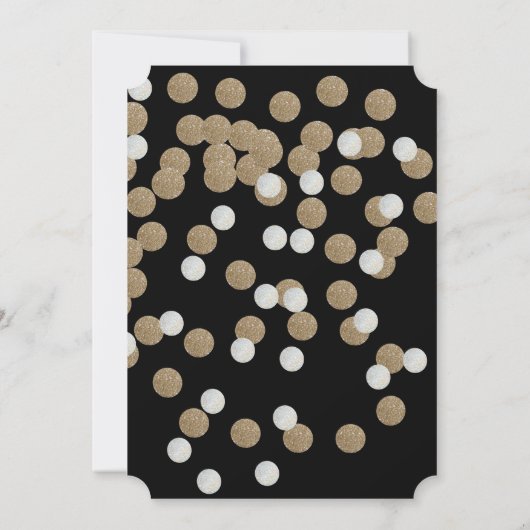 elegant modern zwart gouden confetti feest kaart (Achterkant)