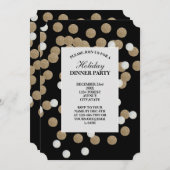 elegant modern zwart gouden confetti feest kaart (Voorkant / Achterkant)