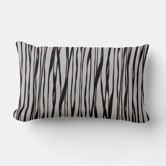 Elegant Modern Zwart Grijs Abstract Line Art Kussen (Voorkant)
