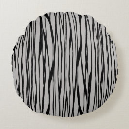 Elegant Modern Zwart Grijs Abstract Line Art Rond Kussen