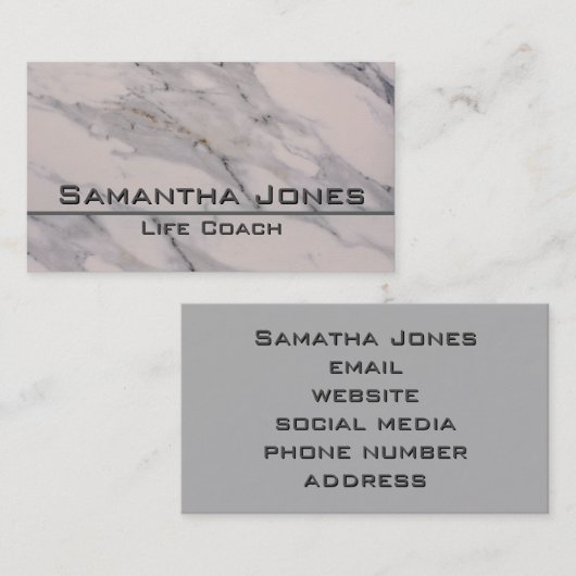 Elegant Modern zwart grijs roze marmeren patroon Visitekaartje (Voorkant / Achterkant)