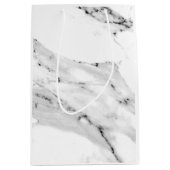 Elegant modern zwart grijs wit marmeren patroon medium cadeauzakje (Voorkant)