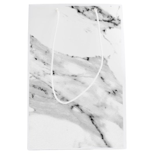 Elegant modern zwart grijs wit marmeren patroon medium cadeauzakje (Voorkant)
