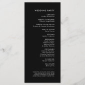 Elegant & Modern Zwart huwelijksprogramma Programmakaart (Achterkant)