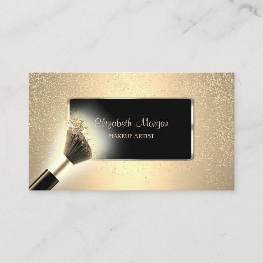 Elegant modern, zwart Lijst, Confetti, Makeup Brus Visitekaartje (Voorkant)