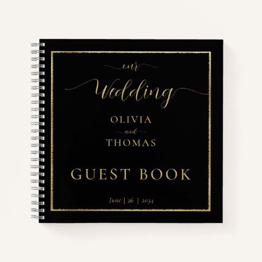 Elegant modern zwart Lijst Weddenschap Notitieboek (Voorkant)