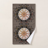 Elegant modern zwart mandala patroon chic brown bad handdoek (Handdoek)