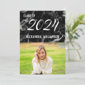 Elegant modern zwart marmer foto Afstuderen Kaart (Staand voorkant)