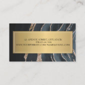 Elegant modern zwart marmer Gold Visitekaartje (Achterkant)