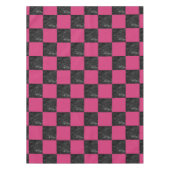 Elegant modern zwart marmer, warm roze, ingecheckt tafelkleed (Voorkant)