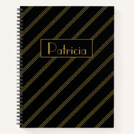 Elegant modern zwart met gestippelde gouden lijnen notitieboek