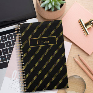 Elegant modern zwart met gestippelde gouden lijnen planner