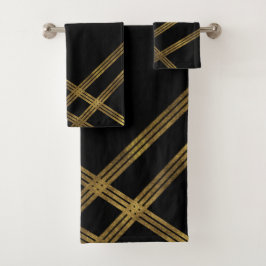 Elegant modern zwart met gouden handdoekset bad handdoek