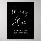 Elegant & Modern Zwart Mimosa bar teken Poster (Voorkant)
