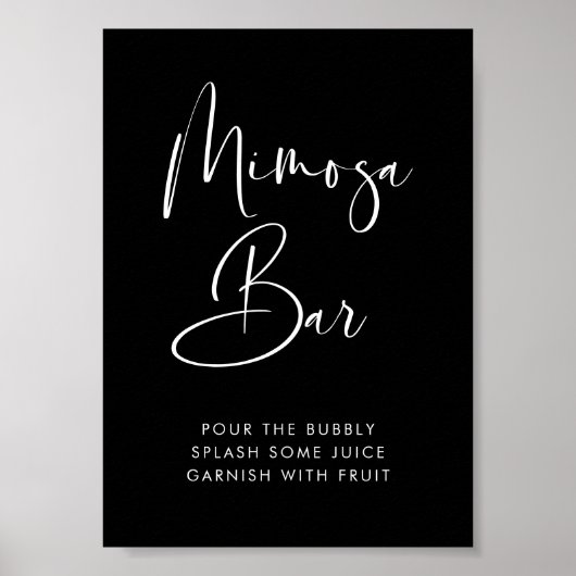 Elegant & Modern Zwart Mimosa bar teken Poster (Voorkant)