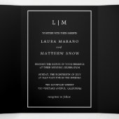 Elegant Modern Zwart Monogram Eenvoudige Bruiloft Drieluik Uitnodiging (Binnenkant midden)