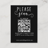 Elegant Modern Zwart QR Code RSVP Bruiloft Informatiekaartje (Voorkant)