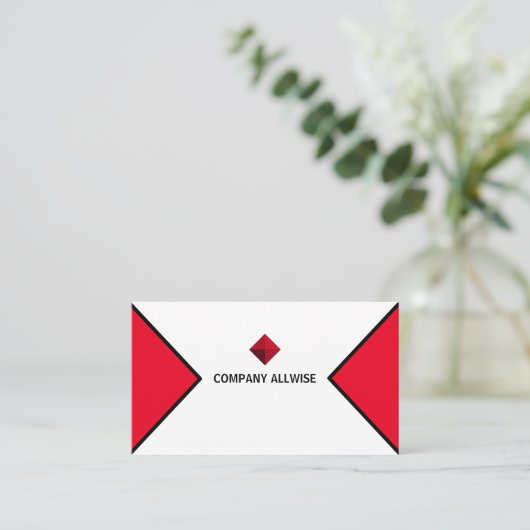 Elegant modern zwart, rood en wit visitekaartje (Staand voorkant)