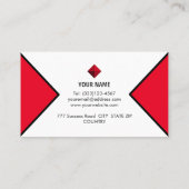 Elegant modern zwart, rood en wit visitekaartje (Achterkant)