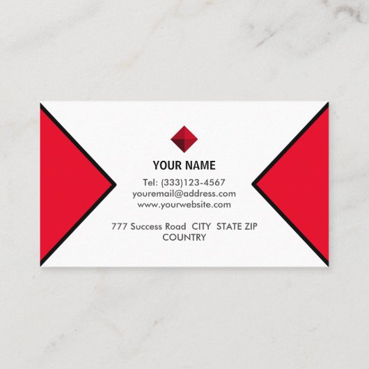 Elegant modern zwart, rood en wit visitekaartje (Achterkant)