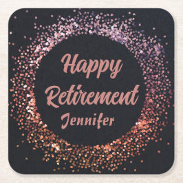 Elegant Modern Zwart Roos Gold Happy Retirement Kartonnen Onderzetters