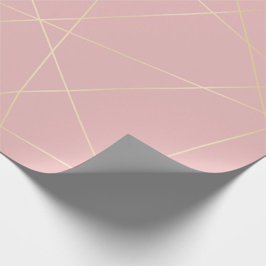 Elegant modern zwart roze goud geometrisch patroon cadeaupapier (Hoek)