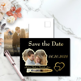 Elegant Modern Zwart Save the Date Wedding Folie Uitnodiging Briefkaart