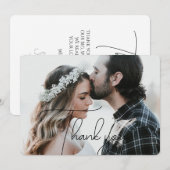 Elegant & Modern Zwart Script Bedankt Fotokaart (Voorkant / Achterkant)