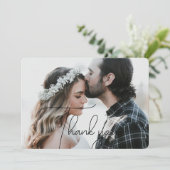 Elegant & Modern Zwart Script Bedankt Fotokaart (Staand voorkant)