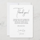 Elegant & Modern Zwart Script Bedankt Fotokaart (Achterkant)