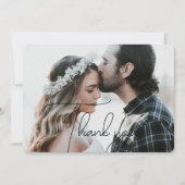 Elegant & Modern Zwart Script Bedankt Fotokaart (Voorkant)