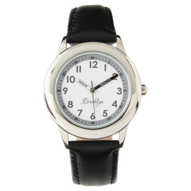 Elegant modern zwart, stijlvol, aangepast Kinder h Horloge (Voorkant)