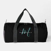 Elegant Modern Zwart Teal Script Monogram Plunjezak (Achterkant)