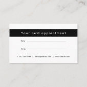 Elegant Modern Zwart-wit Afspraak Afsprakenkaartje (Achterkant)