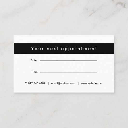 Elegant Modern Zwart-wit Afspraak Afsprakenkaartje (Achterkant)