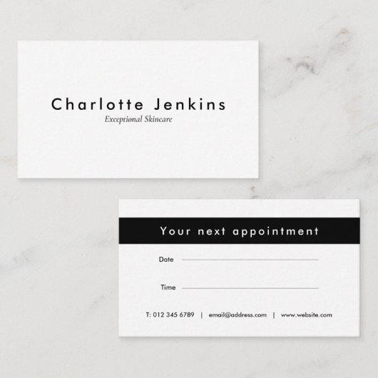 Elegant Modern Zwart-wit Afspraak Afsprakenkaartje (Voorkant / Achterkant)