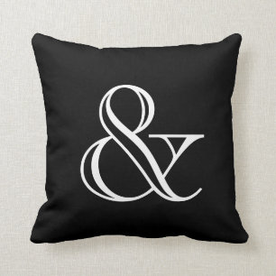 Elegant modern zwart wit ampersand-symbool kussen