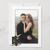 Elegant Modern Zwart-wit, Bloemen, Foto Save The Date (Achterkant)
