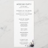 Elegant Modern Zwart Wit Bloemen Huwelijksceremoni Programmakaart (Achterkant)