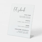 Elegant & Modern Zwart-wit bruiloft Bar menu Reclamebord Met Voetstuk (Voorkant)