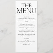Elegant modern zwart wit bruiloft diner menu (Voorkant)